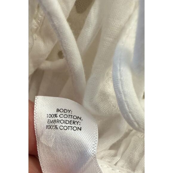 UNSUBSCRIBED Blouse Womens Medium Eyelet Ruffle Boho Embroidered Top Shirt - Picture 9 of 10